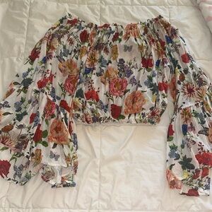 Balloon sleeve off the shoulder top